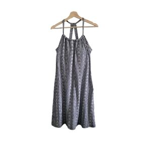 PRANA Quinn Black White Pattern Mini Halter Dress Size S Boho Athleisure